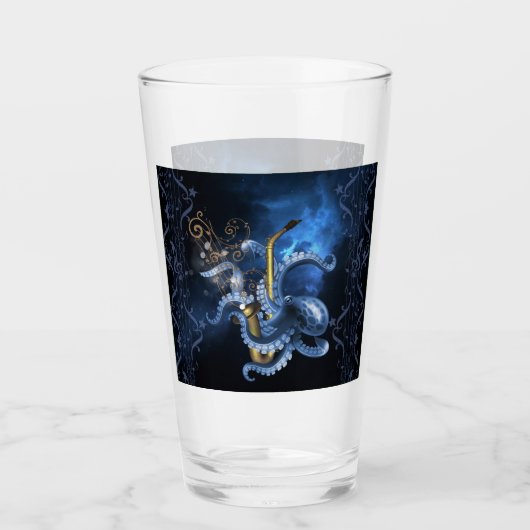 Musiksaxophon mit Oktopus Glas (Vorderseite)