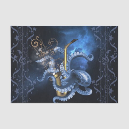 Musiksaxophon mit Oktopus Seidenpapier (Vorderseite)