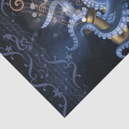 Musiksaxophon mit Oktopus Seidenpapier (Ausschnitt)