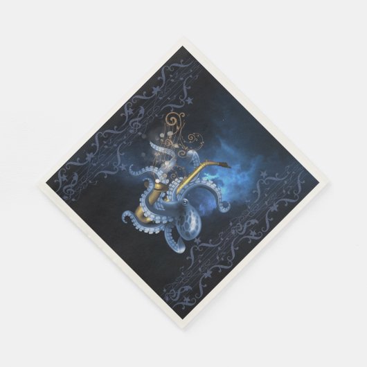 Musiksaxophon mit Oktopus Serviette (Ecke)