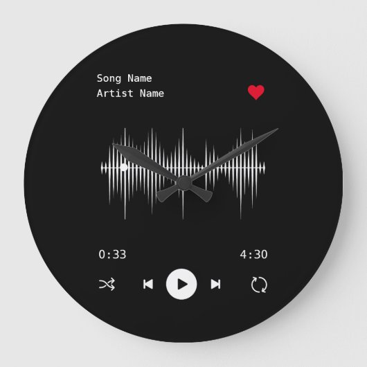 Musikspielerkünstler und Song Personalisiert Große Wanduhr (Vorderseite)