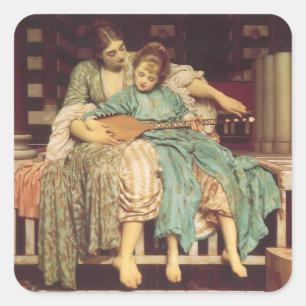 Musikstunde von Lord Frederic Leighton Quadratischer Aufkleber
