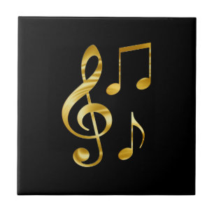 Musiksymbole, Gold auf Schwarz, Fliese