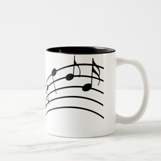 Musiksymbole Wavy Staffs Mattiertes Glas des Music Zweifarbige Tasse (Rechts)