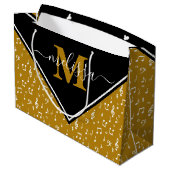 Musiksymbolen personalisiert große Geschenktasche Große Geschenktüte (Rückseite Schrägansicht)