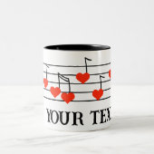 Musikteam mit Red Heart Notes personalisiert Zweifarbige Tasse (Mittel)