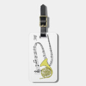 Musikteam und französisches Horn Zeichnend mit Ini Gepäckanhänger (Vorderseite vertikal)