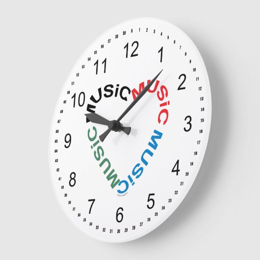 Musiktext-Herz Große Wanduhr (Winkel)