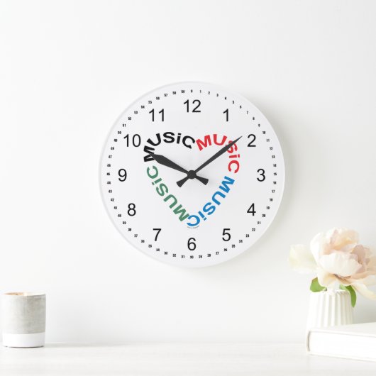 Musiktext-Herz Große Wanduhr (Zuhause)