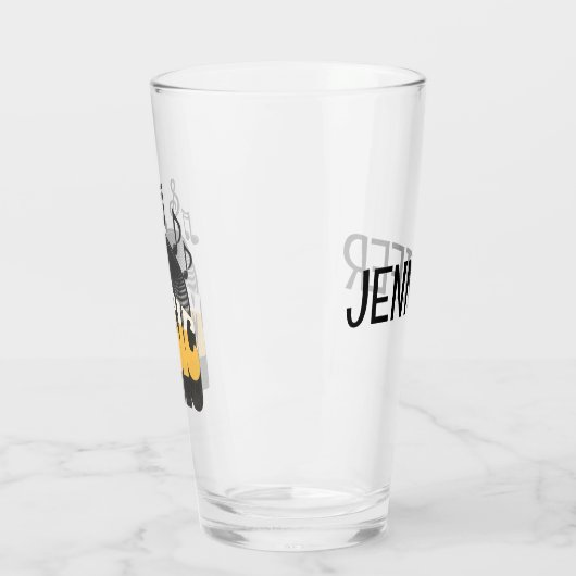 Musiktext mit Vinyl Record Glas (Links)