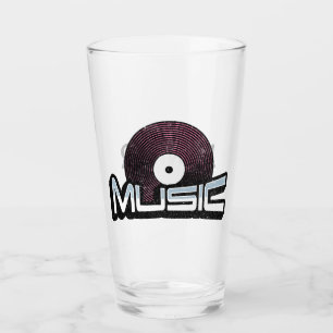 Musiktext mit Vinyl Record Glas