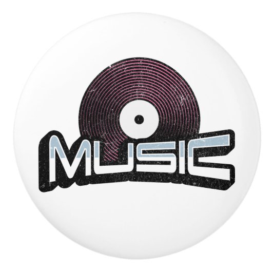 Musiktext mit Vinyl Record Keramikknauf (Vorderseite)