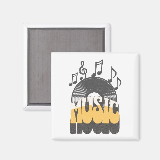 Musiktext mit Vinyl Record Magnet (Vorderseite/Rückseite)