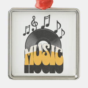 Musiktext mit Vinyl Record Ornament Aus Metall