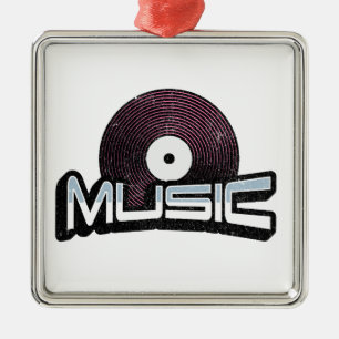 Musiktext mit Vinyl Record Ornament Aus Metall