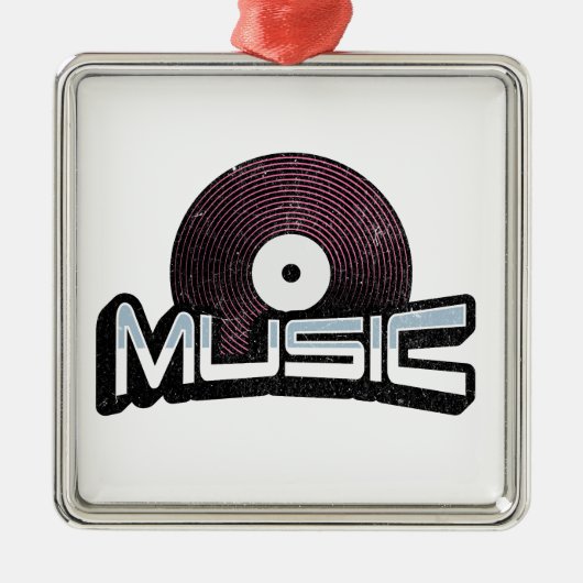 Musiktext mit Vinyl Record Ornament Aus Metall (Vorne)