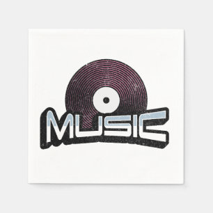 Musiktext mit Vinyl Record Serviette