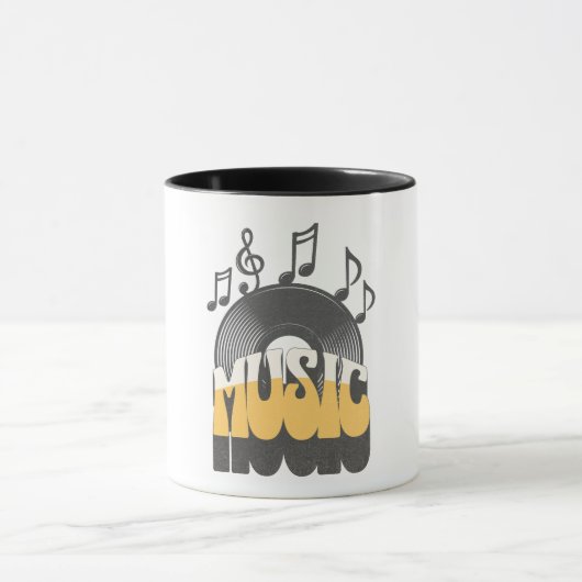 Musiktext mit Vinyl Record Tasse (Zentrum)