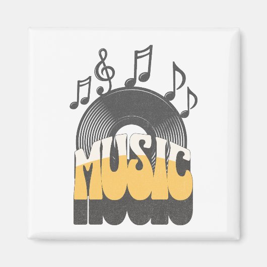 Musiktext mit Vinyl-Schallplatte Magnet (Vorne)