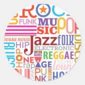 Musiktextstile Runder Aufkleber (Vorderseite)