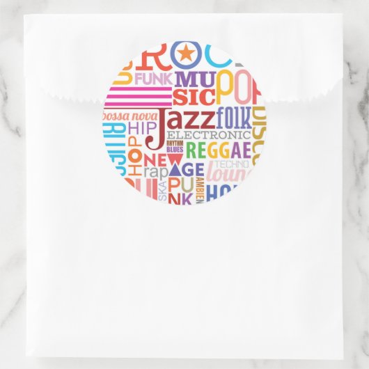 Musiktextstile Runder Aufkleber (Tasche)