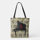 Musikthema Piano Musiknote Tote Tag Tasche (Rückseite)