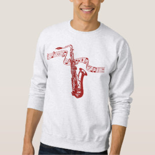 Musikthema Rotes Saxophon und Noten - Sweatshirt