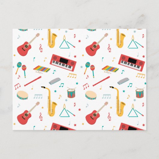 Musikthemenmuster für Musikinstrumente Feiertagspostkarte (Vorderseite)