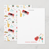 Musikthemenmuster für Musikinstrumente Mitteilungskarte (Vorne/Hinten)