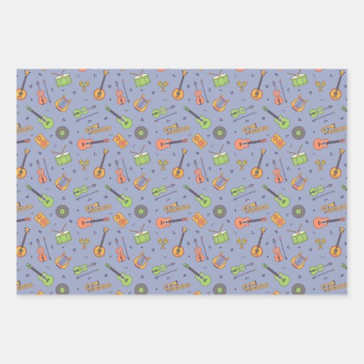 Musikthemenmuster Geschenkpapier Set (Vorderseite 3)