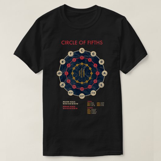 Musiktheorie Flats Sharps Composer Circle of 5ths T-Shirt (Design vorne)