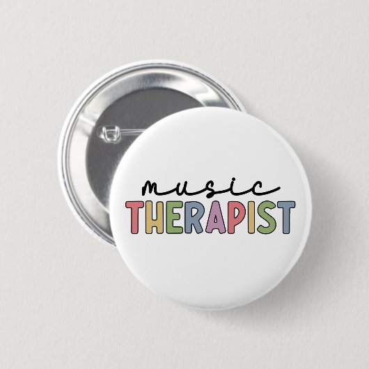 Musiktherapeut Retro Music Therapy gibt Geschenke Button (Vorne & Hinten)