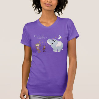 Musiktiere - Lila Frauen "zusammen singen" T-Shirt