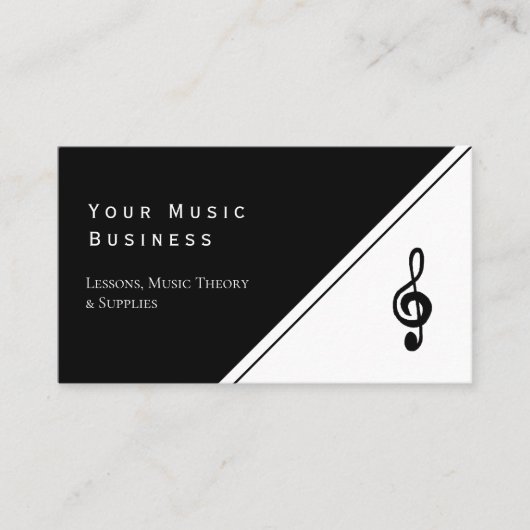 Musikunterricht Einfache Treble Clef Schwarz-weiß Visitenkarte (Vorderseite)