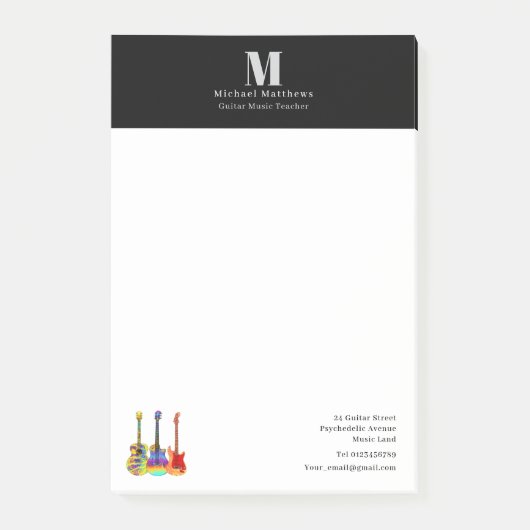 Musikunterricht für Gitarrenlehrer Post-it Klebezettel (Vorderseite)