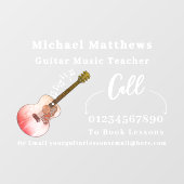 Musikunterricht für Gitarrenlehrer Werbung Fensteraufkleber (Blatt)