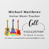 Musikunterricht für Gitarrenlehrer Werbung Fensteraufkleber (Blatt)