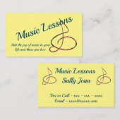 Musikunterricht Gitarre Piano Geigermusiker Visitenkarte (Vorne/Hinten)