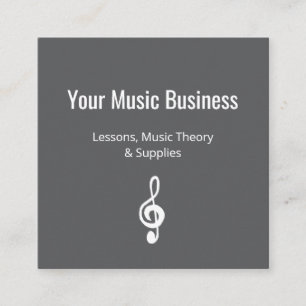 Musikunterricht QR-Code Einfach Gray Treble Clef Quadratische Visitenkarte