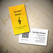Musikunterricht QR-Code Treble Clef Gold Visitenkarte
