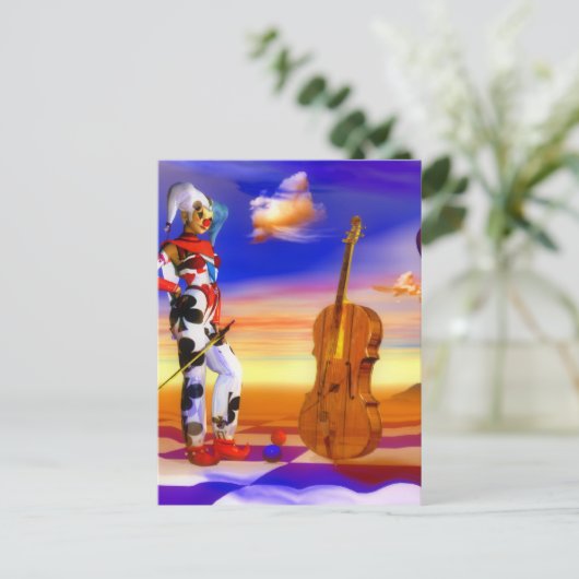 Musikvioletten surrealistische Notenkunst von Lenn Postkarte (Stehend Vorderseite)