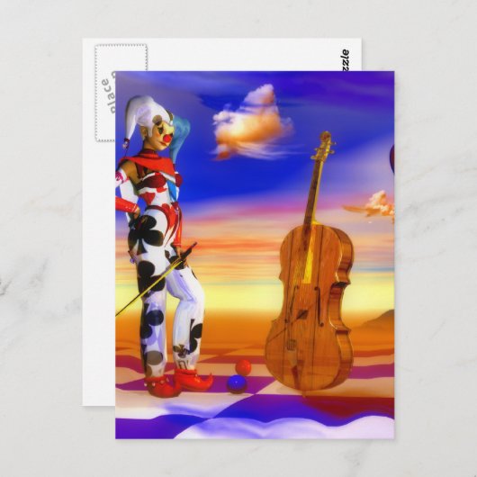 Musikvioletten surrealistische Notenkunst von Lenn Postkarte (Vorne/Hinten)