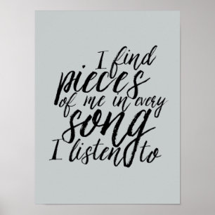 Musikzitat Handlettering Kalligrafie Poster