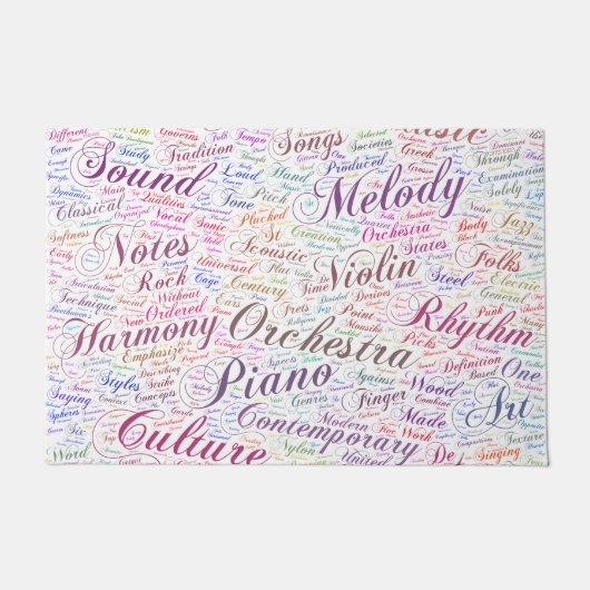 Musique Mélodie Orchestre Silhouette Texte Fußmatte (Vorderseite)