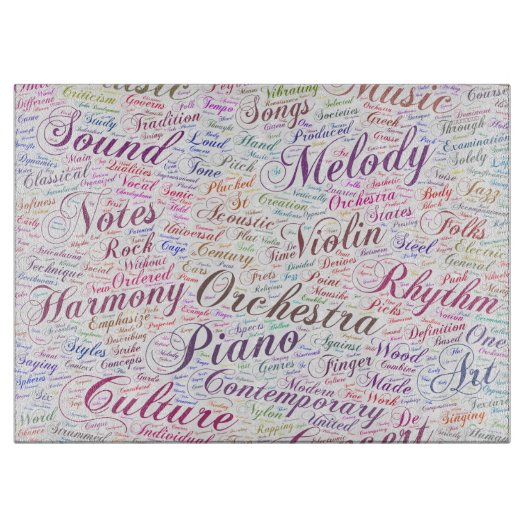 Musique Mélodie Orchestre Silhouette Texte Schneidebrett (Vorderseite)