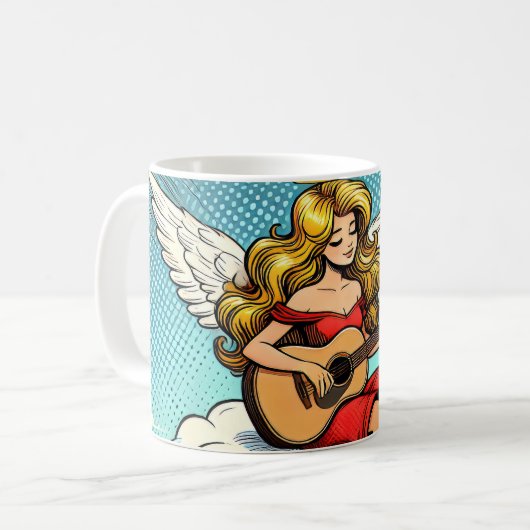 Musizierender Engel mit Gitarre Kaffeetasse (Vorderseite Links)