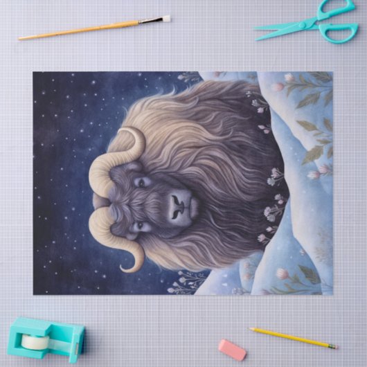 Musk Ox Boho Mystical Art Seidenpapier (Basteln)