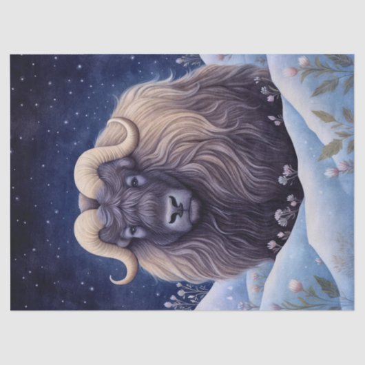 Musk Ox Boho Mystical Art Seidenpapier (Vorderseite)