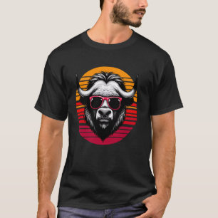 Musk Ox Retro Vintag Sunset Animal Sonnenbrille 70 T-Shirt