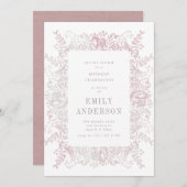 Musk Pink Floral Geburtstag Einladung (Vorne/Hinten)